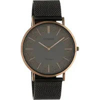 Oozoo Vintage series - Bruine horloge met titanium metalen mesh armband - C20139 - Ø40