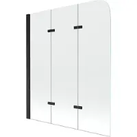 Mexen Felix badwand scherm 3-delig 120 x 140 , transparant, zwart - 890-120-003-70-00