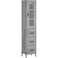 Syfax Hoge kast 34,5x34x180 cm bewerkt hout grijs sonoma eikenkleurig
