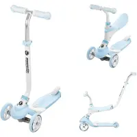 HyperMotion Draisienne Step Scooter Kind Evolutief 5 in 1 Tot 50 KG Duwer Voetsteun Zadel Stuur Verstelbaar - CE Blauw