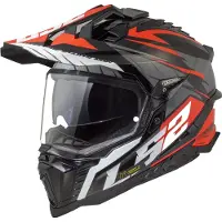 LS2 MX701 Explorer Spire Zwart Titanium Red-06 Adventure Helm Maat L