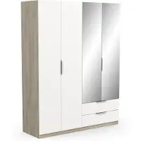 CALICOSY Kast met 4 deuren, 2 laden en 2 spiegels ghost l157,3 cm