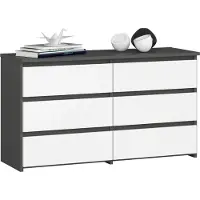 Akord Ladekast CL100 met 6 Lades / Furniture Factory / Grafietgrijs - Wit / 100 x 57 x 35 cm