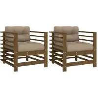 vidaXL Tuinstoelen 2 st met kussens massief grenenhout honingbruin