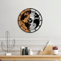 Opviq Tanelorn Houten Wandklok | 56 x 56 cm | Notelaar Zwart