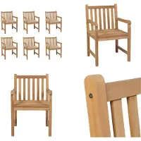 vidaXL Tuinstoelen 6 st met beige kussens massief teakhout - Tuinstoel - Tuinstoelen - Buitenstoel - Buitenstoelen