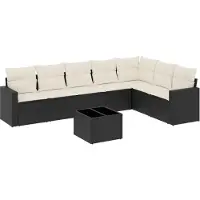 vidaXL 8-delige Loungeset met kussens poly rattan zwart