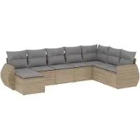 vidaXL 8-delige Loungeset met kussens poly rattan beige