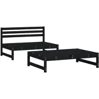 vidaXL 2-delige Loungeset massief grenenhout zwart