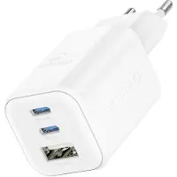 Swissten Snelle netadapter GaN 65W PD, 2x USB-C + 1x USB-A, wit,