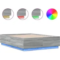 vidaXL Bedframe met LED-verlichting grijs sonoma eiken 135x190 cm