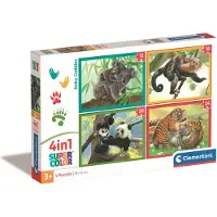 Clementoni - Kinderpuzzel 4 in 1 - Baby Dieren - Puzzels vanaf 3 jaar