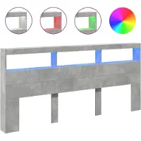 vidaXL Hoofdbordkast met LED-verlichting 220x17x102 cm betongrijs