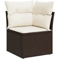Syfax Tuinhoekbank met kussens poly rattan bruin