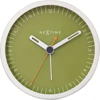 Nextime Small – Tafelwekker – 9 × 9 × 7.5 cm – Metaal – Wit/Groen – Stil