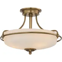QUOIZEL Plafondlamp Griffin, dimbaar, brons / oud-messing, Woon-/ Eetkamer, metaal, Antiek, plafondlamp