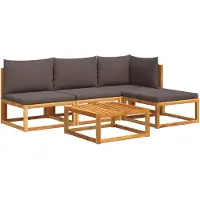 vidaXL 5-delige tuinset met kussens van acaciahout en touw