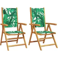 vidaXL Tuinstoelen 2 st bladpatroon massief acaciahout en stof