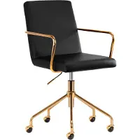 Activeshop Cosmetische Stoel QS-OF211G Goud-Zwart – Salonstoel met Wielen – Verstelbare Zithoogte – Luxe Beauty Stoel