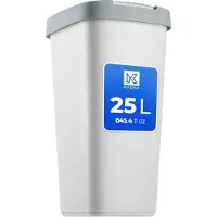 Kadax Afvalemmer 25 liter, afvalemmer met kanteldeksel, afvalemmer voor afvalscheiding, vuilnismand van kunststof, robuuste vuilnisemmer, vuilnisemmer (grijs/donkergrijs)