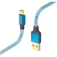 Hama Reflective USB-A naar Micro-USB Kabel - Oplaadkabel geschikt voor Samsung / Android - Gevlochten nylon - 3A USB 2.0 - 480Mbps - 150cm - Blauw