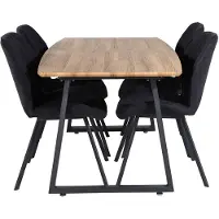 Ebuy24 IncaNABL eethoek eetkamertafel uitschuifbare tafel lengte cm 160 / 200 el hout decor en 4 Gemma eetkamerstal zwart.