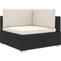 The Living Store Hoekbank Rattan - 70 x 70 x 52.5 cm - Zwart en Crèmewit