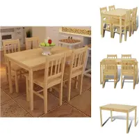 vidaXL Eettafel van hout met 4 houten stoelen. Eetset. Eetgroep