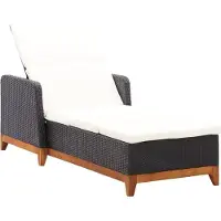 Syfax Ligbed poly rattan en massief acaciahout zwart