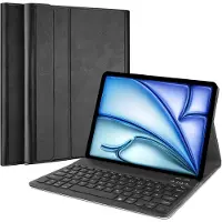Cazy tablet Hoes met Toetsenbord geschikt voor iPad Air 11 inch (M4 2026 / M3 2025 / M2 2024) - QWERTZ Bluetooth Keyboard Case - Zwart