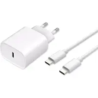 Cazy uSB C Oplader - Adapter + Oplaadkabel - Geschikt voor Samsung - 75cm - Wit
