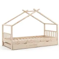 VitaliSpa Design Huisbed – 90x200 cm met logeerbed Natuurlijk hout