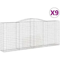 vidaXL Schanskorven 9 st gewelfd 400x50x160/180 cm ijzer