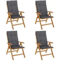 vidaXL Tuinstoelen 4 st verstelbaar met kussens massief teakhout