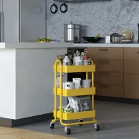 En.casa Keukentrolley Pyhäntä met 3 manden 78,5x46x35 cm geel