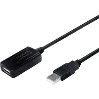 Logilink UA0147 USB-kabel USB 2.0 USB-A stekker, USB-A bus 25.00 m Zwart Actief met signaalversterking
