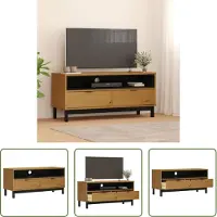 The Living Store Houten Tv Kast - Tv Meubel - TV-meubel FLAM 110x40x50 cm massief grenenhout - Grenenhout Tv Kast - Eiken Kleurig Tv Meubel - Salontafel
