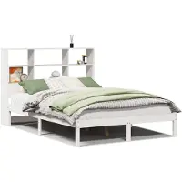 vidaXL Bed met boekenkast zonder matras grenenhout wit 160x200 cm