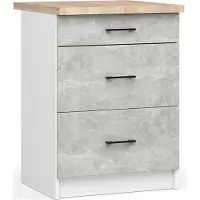 Akord Keukenkast modulaire OLIWIA S60 met Verkblad / Onderkast met 3 Lades / Furniture Factory / Wit – Beton Grijs / 60 x 85 x 46 cm