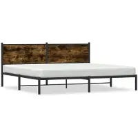 vidaXL Bedframe zonder matras metaal gerookt eikenkleurig 193x203 cm
