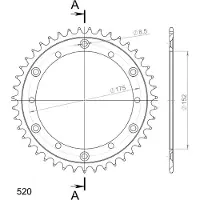 JT Sprockets Staal kettingtandwiel 520 - 43 tanden (zwart) RFE-853:43-BLK | Binnenmaat 152,0 mm, buitenmaat 175,0 mm, 6 gaten