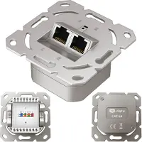 HB-DIGITAL Premium CAT6a Gigabit netwerk inbouw wandcontactdoos met 2 RJ45 poorten - afgeschermd