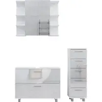 Vicco Badkamermeubelset Ilias, Wit Hoogglans, 3-delig