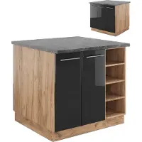 Vicco Fame-Line Keukeneiland – 90 cm zonder werkblad Antraciet hoogglans/goud eiken
