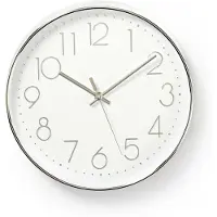 Nedis Wandklok | 300 mm | Kunststof | Wit / Zilver | 1 stuks - CLWA015PC30SR