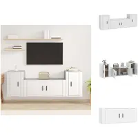vidaXL Tv-kast - Tv-kasten - Tv-meubel - Hifi-meubel - 3-delige Tv-meubelset bewerkt hout wit