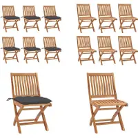 vidaXL Tuinstoelen 6 st inklapbaar met kussens massief teakhout - Tuinstoel - Tuinstoelen - Buitenstoel - Buitenstoelen