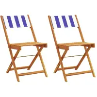 vidaXL Bistrostoelen 2 st massief acaciahout en stof blauw en wit