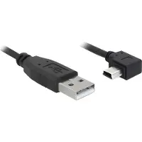 DeLOCK USB Mini B haaks naar USB-A kabel - USB2.0 - tot 1A / zwart - 5 meter