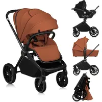 Lionelo Mika Plus - Kinderwagen 3in1 - XXL SET - incl. i-Size autostoel - Veelzijdig en jaarrond - Grote wielen - tot 22kg - Bediening met een hand - Voor alle soorten terrein - Accessoireset